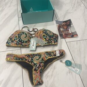 NWT. Luli Fama. Gypsy Print. Medium top AND bottom.